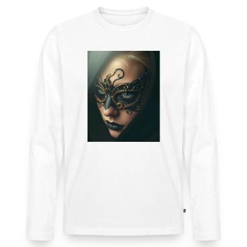 Gold Maskierte Verzauberungsfrau Schwarz -GBC - Männer Premium Bio Langarmshirt - Weiß - Vorne - Nico (187cm)