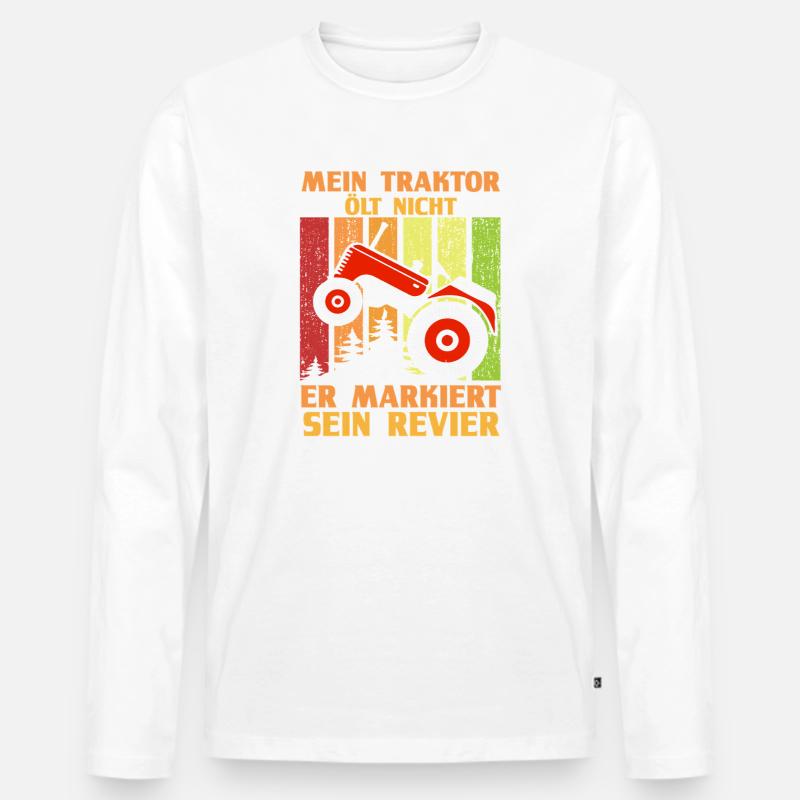 Landwirt Bauernhof Farmer Bauer Traktor - Männer Premium Bio Langarmshirt - Weiß