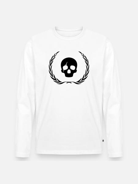 Skeleton Skull Wreath - Men's Premium Organic Long Sleeve Shirt - white