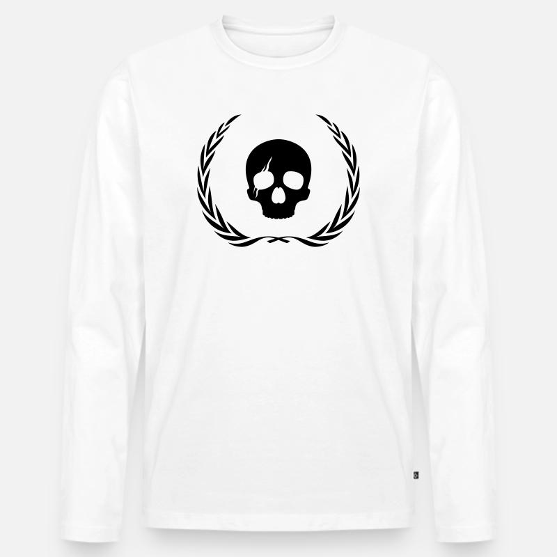 Skelett Totenkopf Kranz - Männer Premium Bio Langarmshirt - Weiß