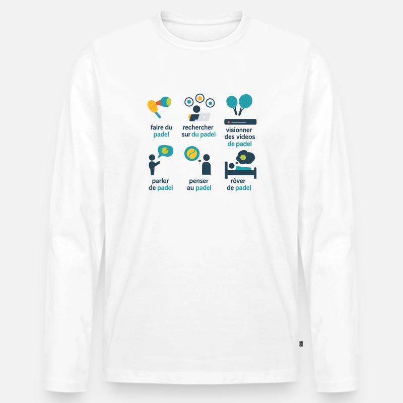 Verspieltes grafisches Padel - Männer Premium Bio Langarmshirt - Weiß