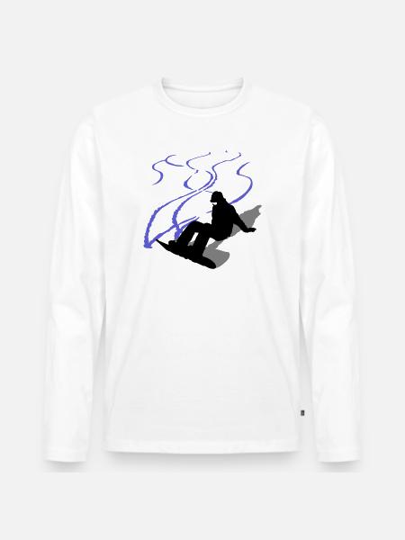 Snowboard - Men's Premium Organic Long Sleeve Shirt - white