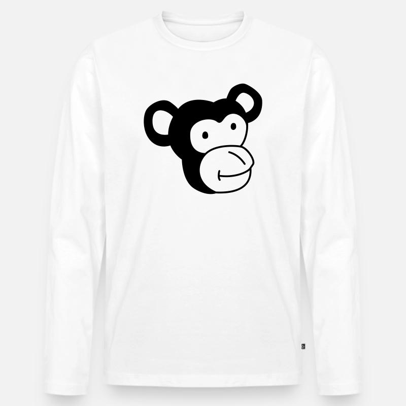 Niedlicher Affe – Dschungel & Tierfreund Design - Männer Premium Bio Langarmshirt - Weiß