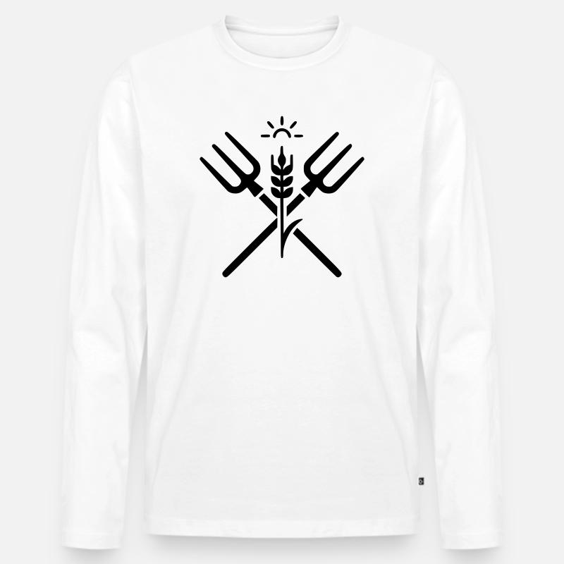 landwirtschaft bauer mistgabel logo - Männer Premium Bio Langarmshirt - Weiß