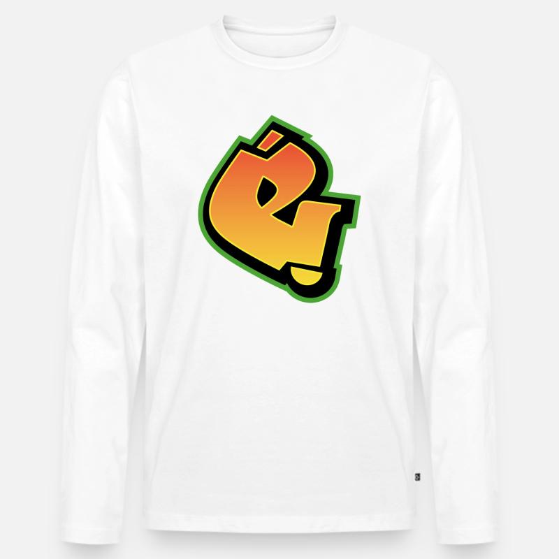 Graffiti-Schrift Wildstyle 01 Buchstabe 'e' - Männer Premium Bio Langarmshirt - Weiß