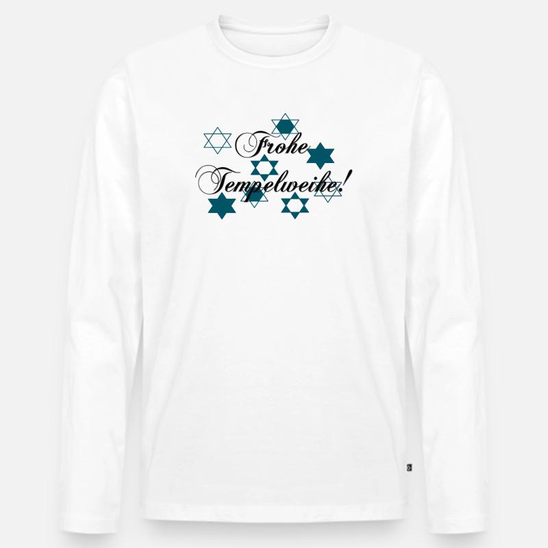 Frohe Tempelweihe - Männer Premium Bio Langarmshirt - Weiß