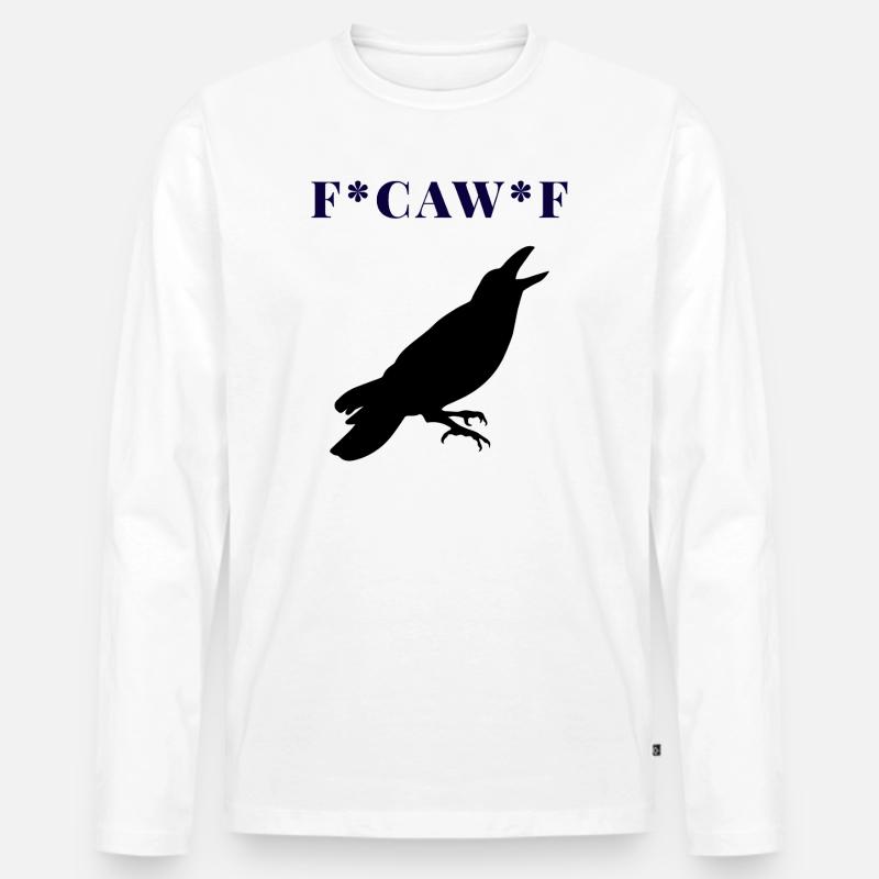 FCAWF Funny Crow Bird Design - Männer Premium Bio Langarmshirt - Weiß