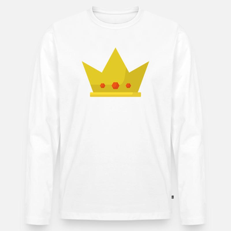 Krone - Männer Premium Bio Langarmshirt - Weiß