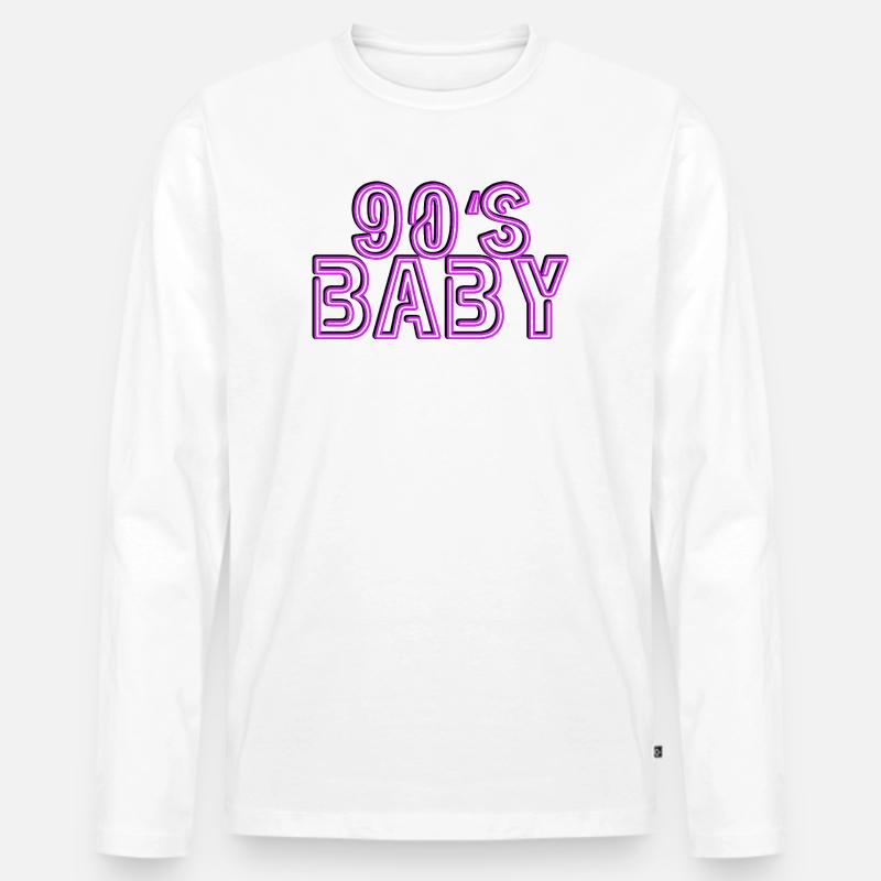 90 Baby  - Männer Premium Bio Langarmshirt - Weiß