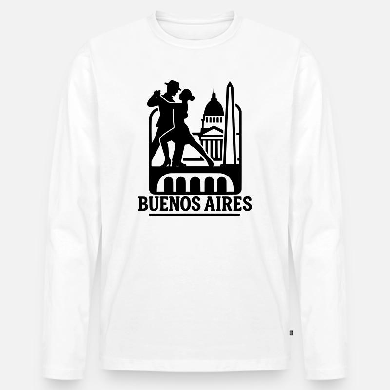 buenos aires silhouette - Männer Premium Bio Langarmshirt - Weiß