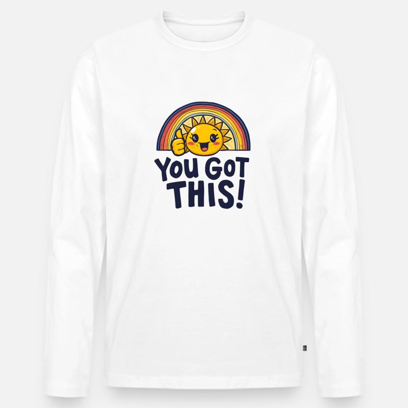 Sunshine Boost, du schaffst das. - Männer Premium Bio Langarmshirt - Weiß
