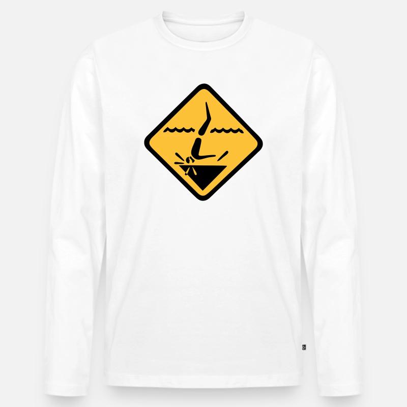Tauchen Schild Grafik - Männer Premium Bio Langarmshirt - Weiß