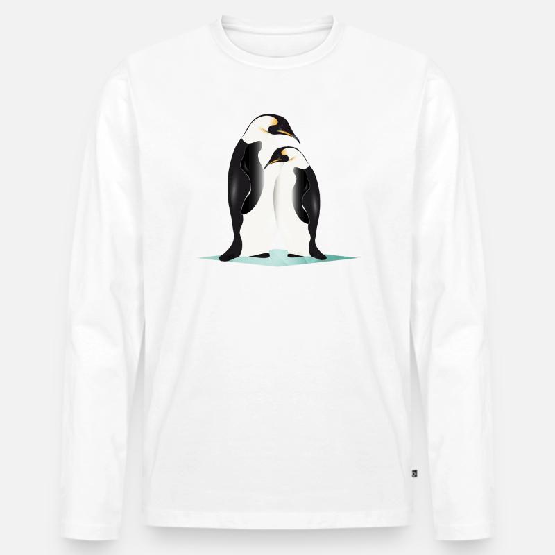 Zwei elegant gezeichnete Pinguine - Männer Premium Bio Langarmshirt - Weiß