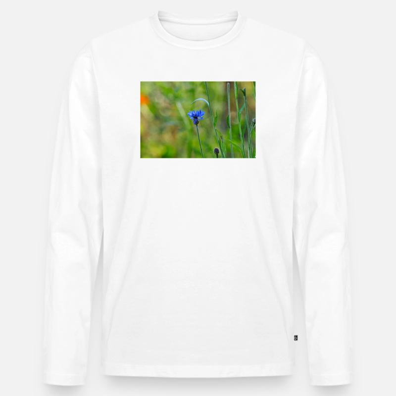 Kornblume  - Männer Premium Bio Langarmshirt - Weiß
