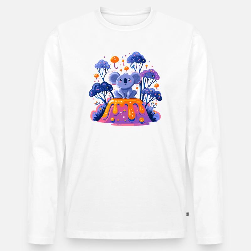 Koala auf schmelzender Lava - Männer Premium Bio Langarmshirt - Weiß