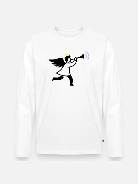 Engel mit Trompete - Männer Premium Bio Langarmshirt - Weiß