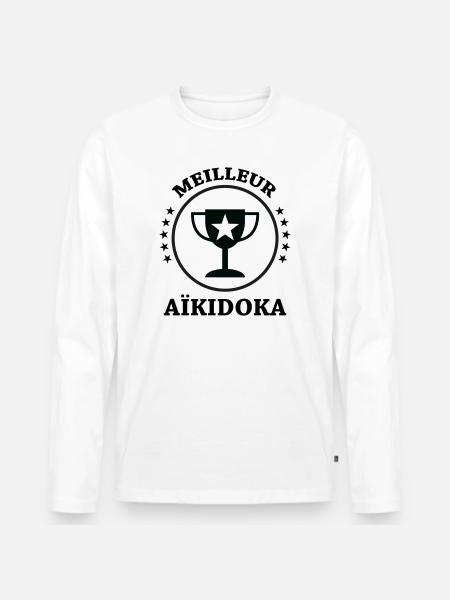 Best Aikido - Aikido - Men's Premium Organic Long Sleeve Shirt - white
