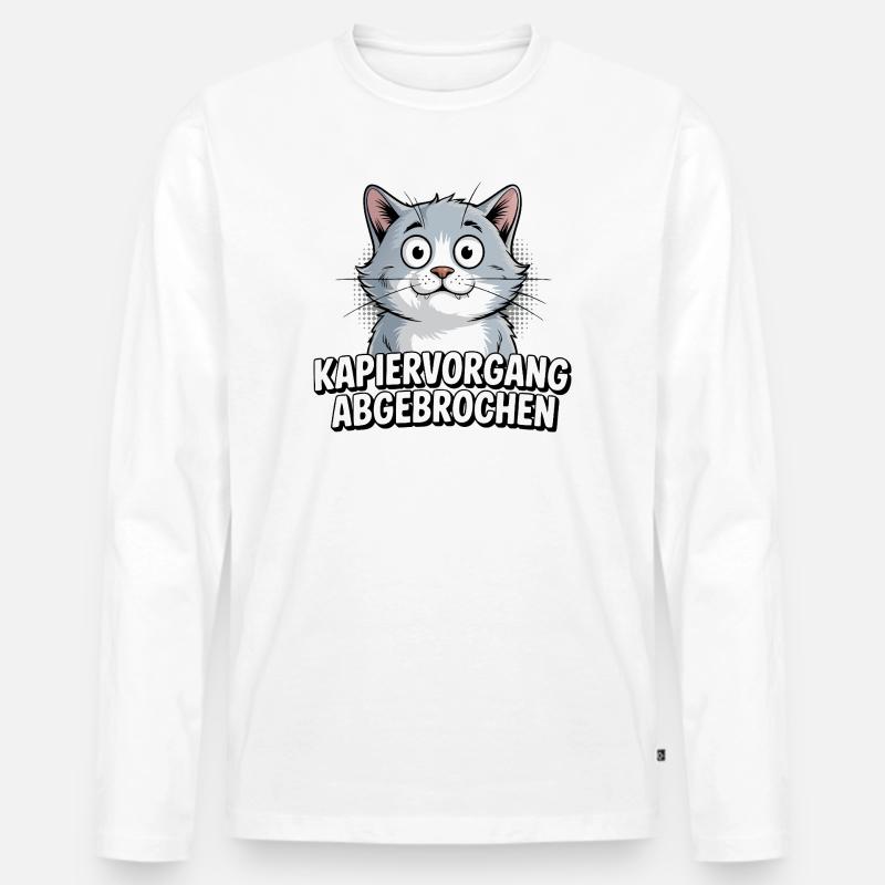 Kapiervorgang abgebrochen – Katze Comic - Männer Premium Bio Langarmshirt - Weiß
