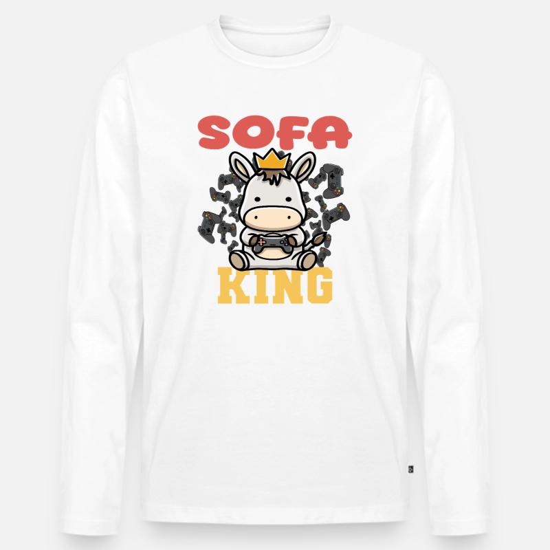 Sofa King gamen - Männer Premium Bio Langarmshirt - Weiß