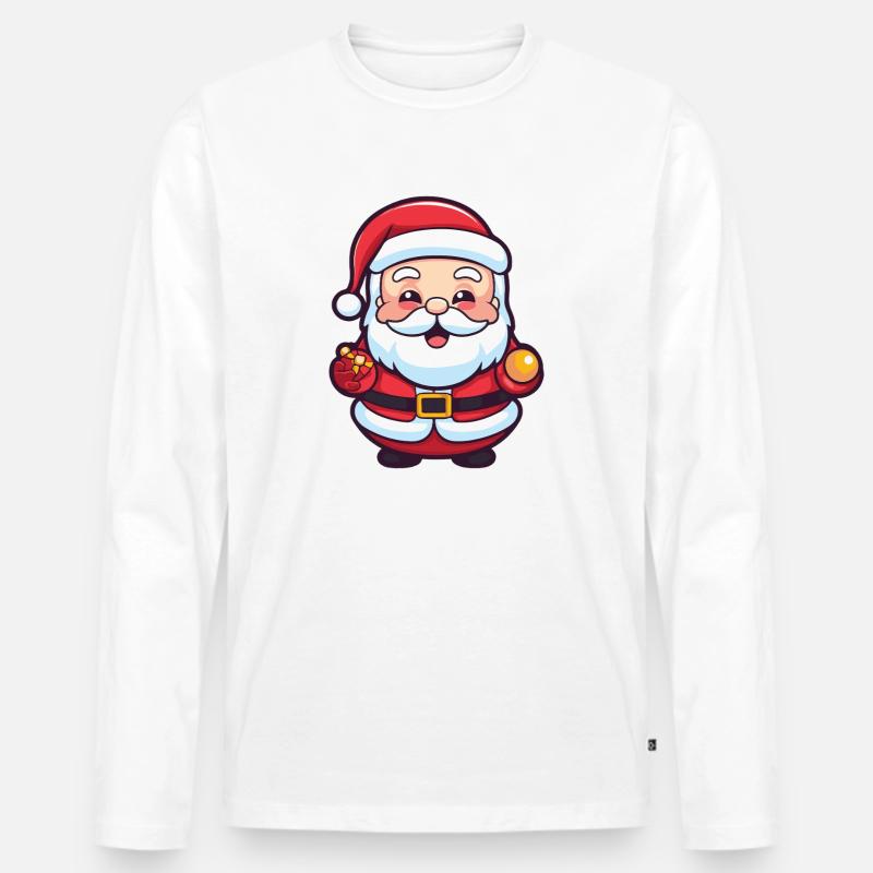 Weihnachtsmann Comic Weihnachten - Männer Premium Bio Langarmshirt - Weiß