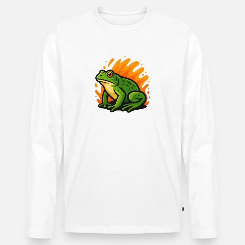 Flammender grüner Goliath-Frosch - Männer Premium Bio Langarmshirt - Weiß