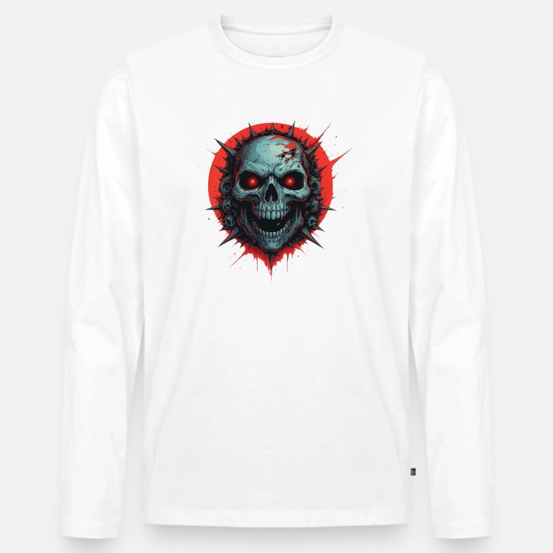 Geisterschädel mit roten Vibes - Männer Premium Bio Langarmshirt - Weiß
