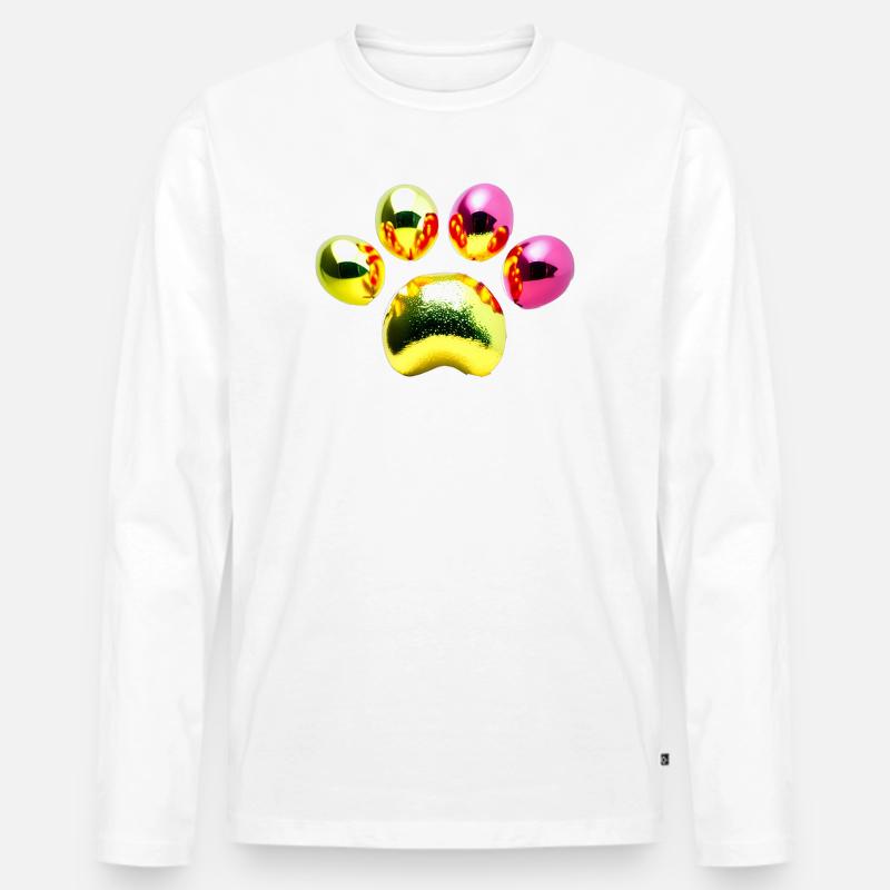 Glitzernde Metallic-Kugeln - Männer Premium Bio Langarmshirt - Weiß