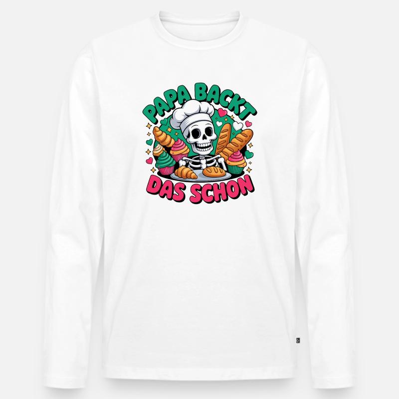 Papa Backt Das Schon - Männer Premium Bio Langarmshirt - Weiß