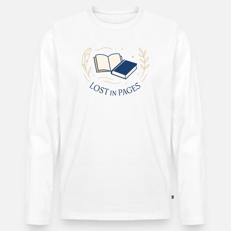 Zwischen den Seiten - Männer Premium Bio Langarmshirt - Weiß