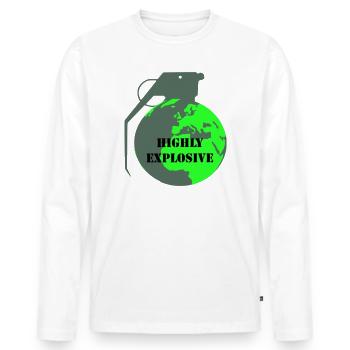 Explosive Erde - Männer Premium Bio Langarmshirt - Weiß - Vorne - Nico (187cm)