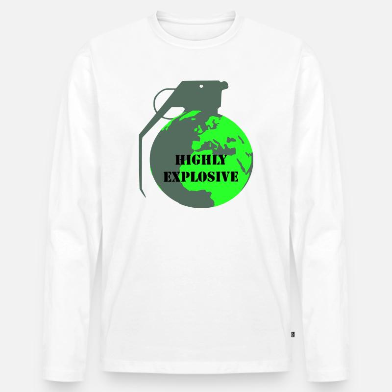 Explosive Erde - Männer Premium Bio Langarmshirt - Weiß