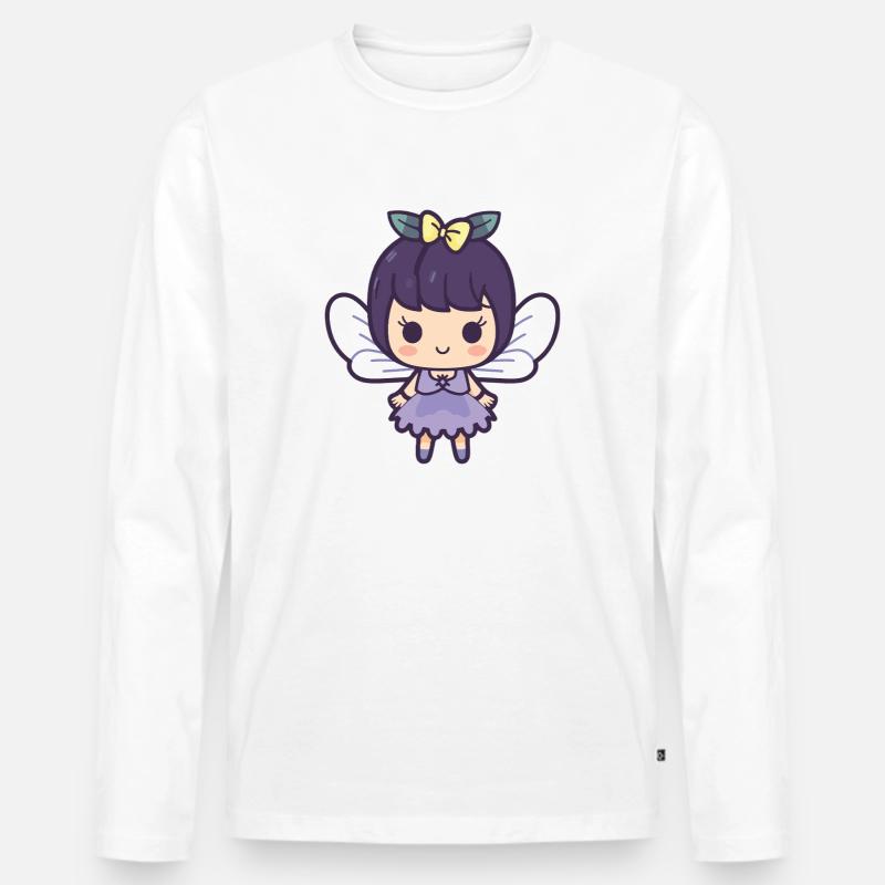 Fee Comic Niedlich - Männer Premium Bio Langarmshirt - Weiß