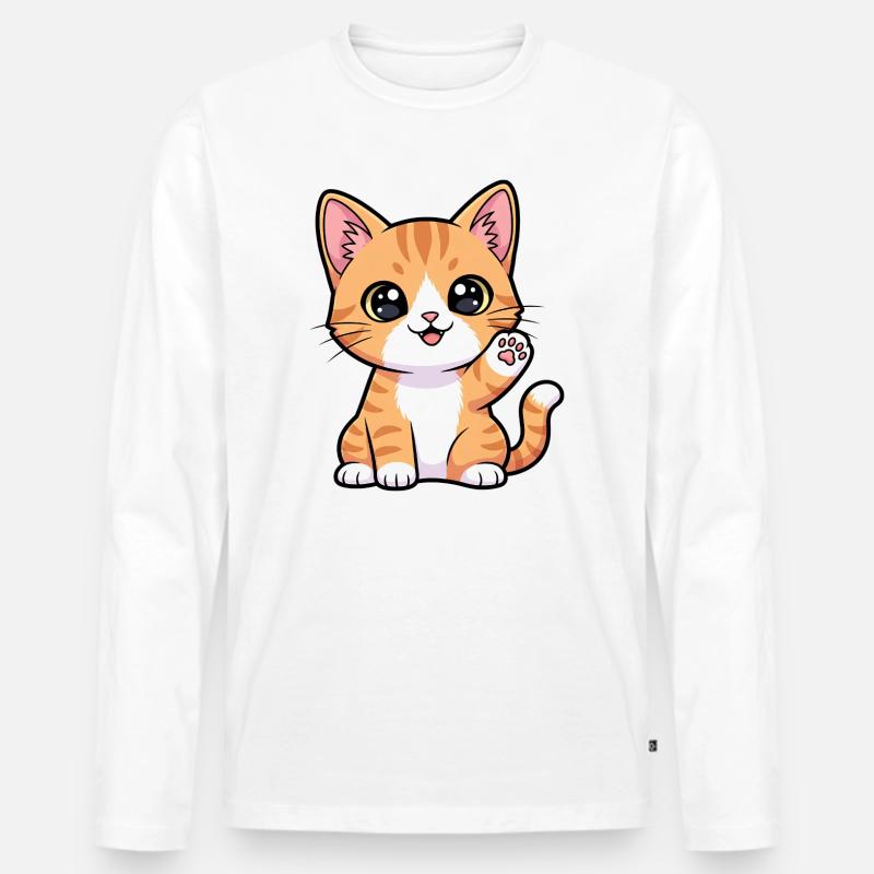 Sunny Paws Ginger Kitten - Männer Premium Bio Langarmshirt - Weiß