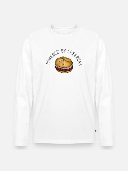 Powered by Leberkas – Leberkäse Spruch - Men's Premium Organic Long Sleeve Shirt - white