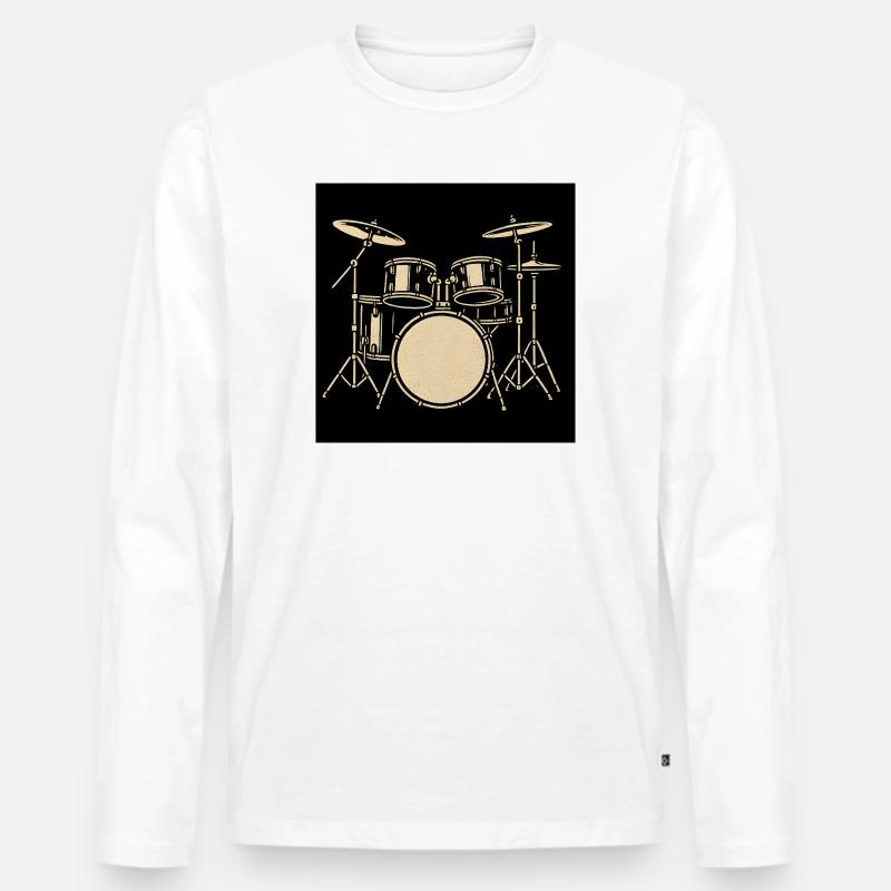 Black Silver Drumset Illustration - Men's Premium Organic Long Sleeve Shirt - white