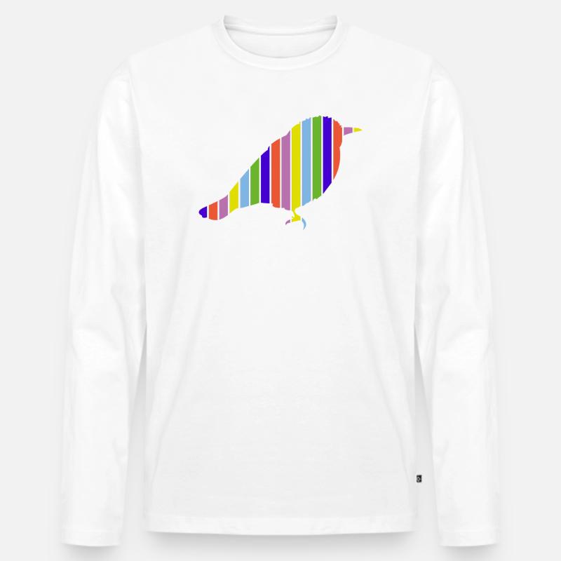 Vogel in bunten Farben - Männer Premium Bio Langarmshirt - Weiß