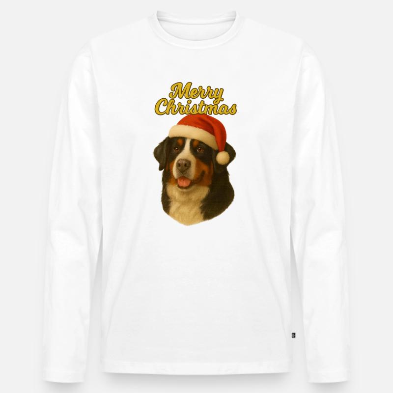 Berner Sennenhund Merry Christmas Pullover - Männer Premium Bio Langarmshirt - Weiß
