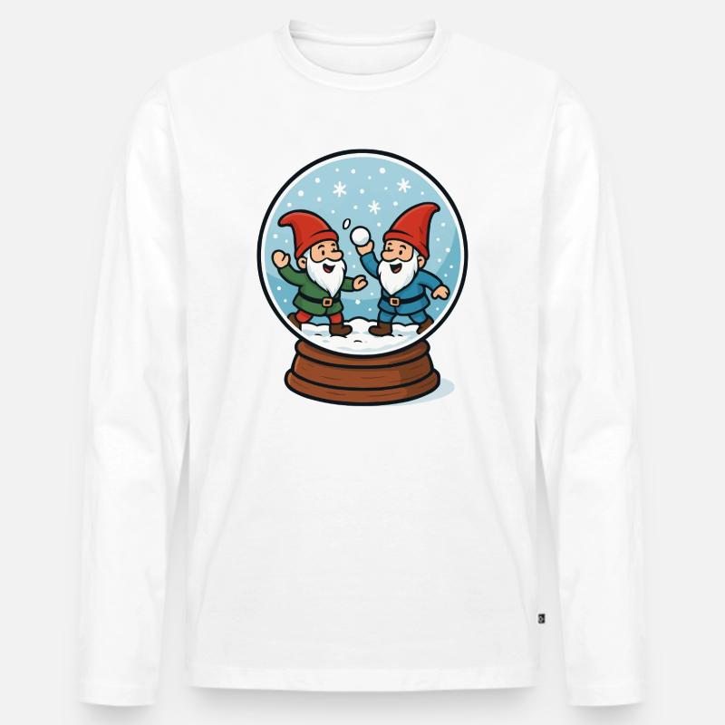 Zwerge in einer Schneekugel - Männer Premium Bio Langarmshirt - Weiß