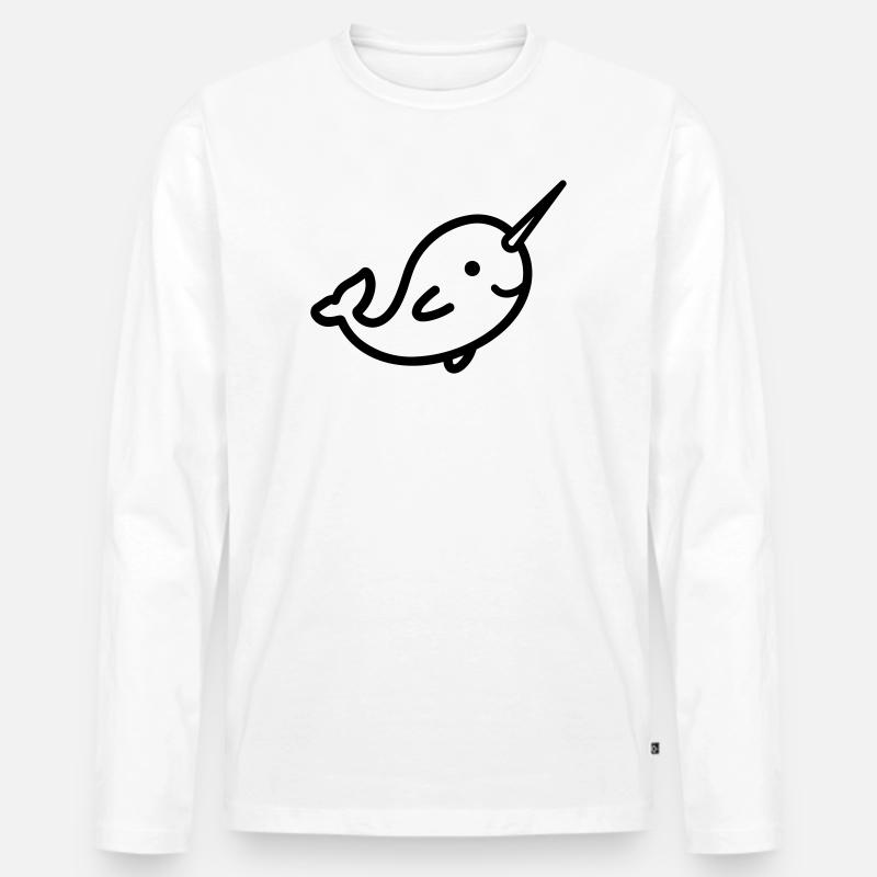 Narwal - Männer Premium Bio Langarmshirt - Weiß