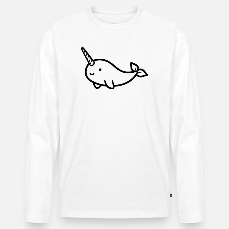 Narwal - Männer Premium Bio Langarmshirt - Weiß
