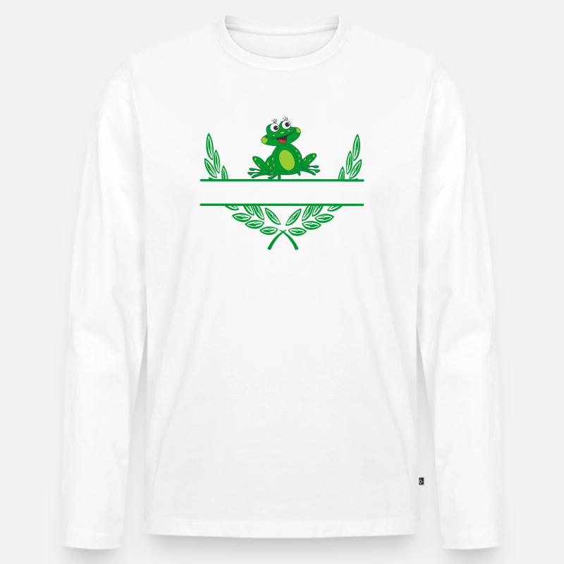 Frosch-Lorbeerkranz mit Namensraum - Männer Premium Bio Langarmshirt - Weiß