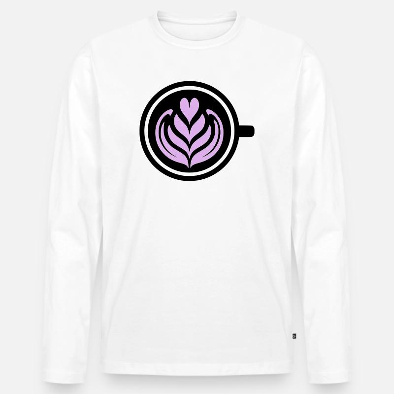 Kaffee-Liebe: Latte art Herz Vektor - Männer Premium Bio Langarmshirt - Weiß