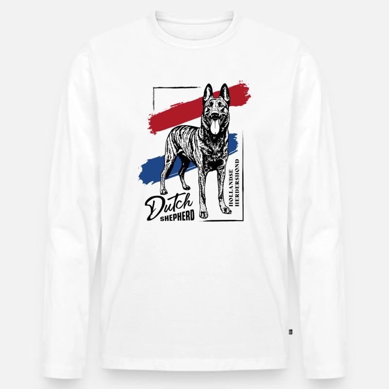 Dutch Shepherd – Dutchie - Männer Premium Bio Langarmshirt - Weiß