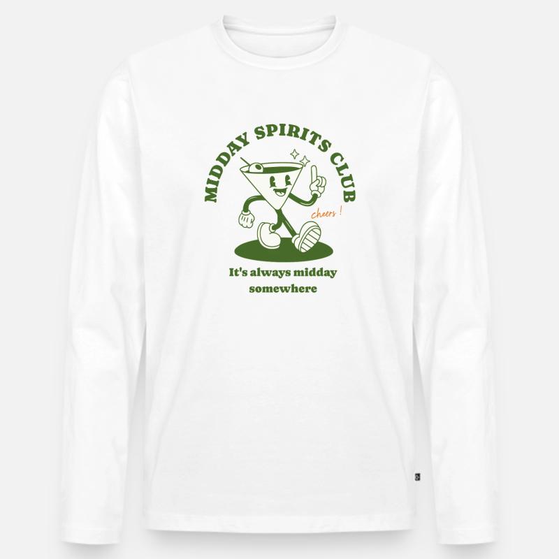 Midday Spirits Club - Männer Premium Bio Langarmshirt - Weiß