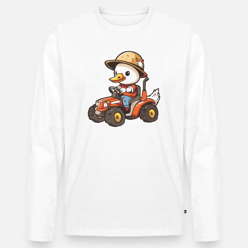 Gans Traktor Farmer - Männer Premium Bio Langarmshirt - Weiß