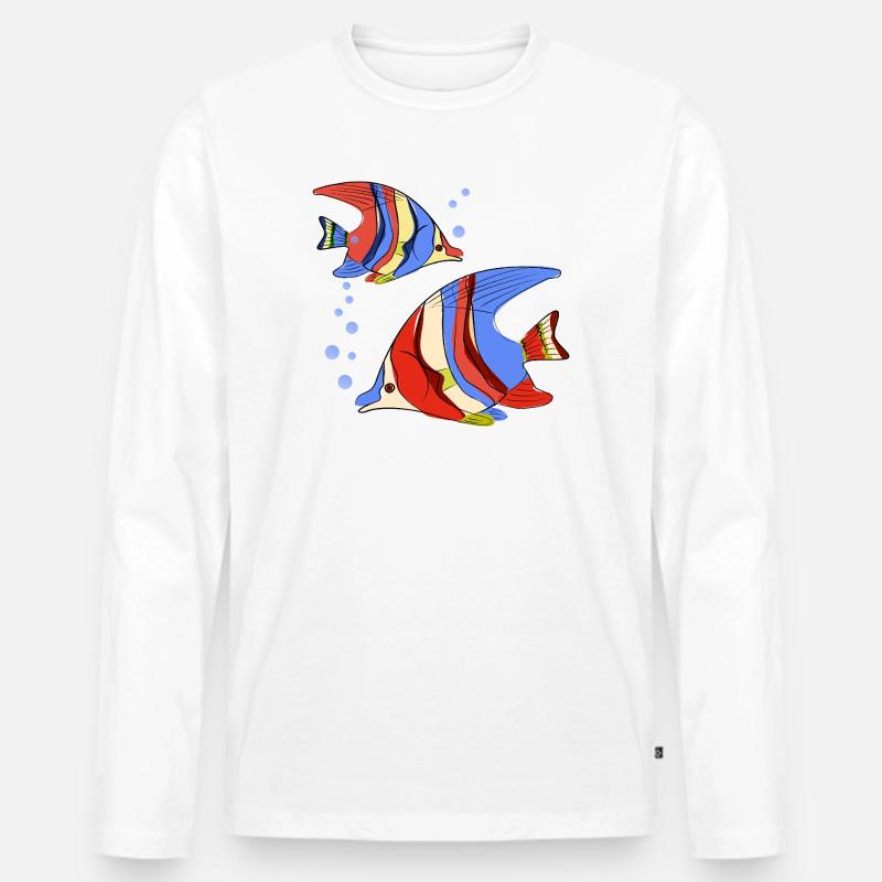 Fische - Männer Premium Bio Langarmshirt - Weiß
