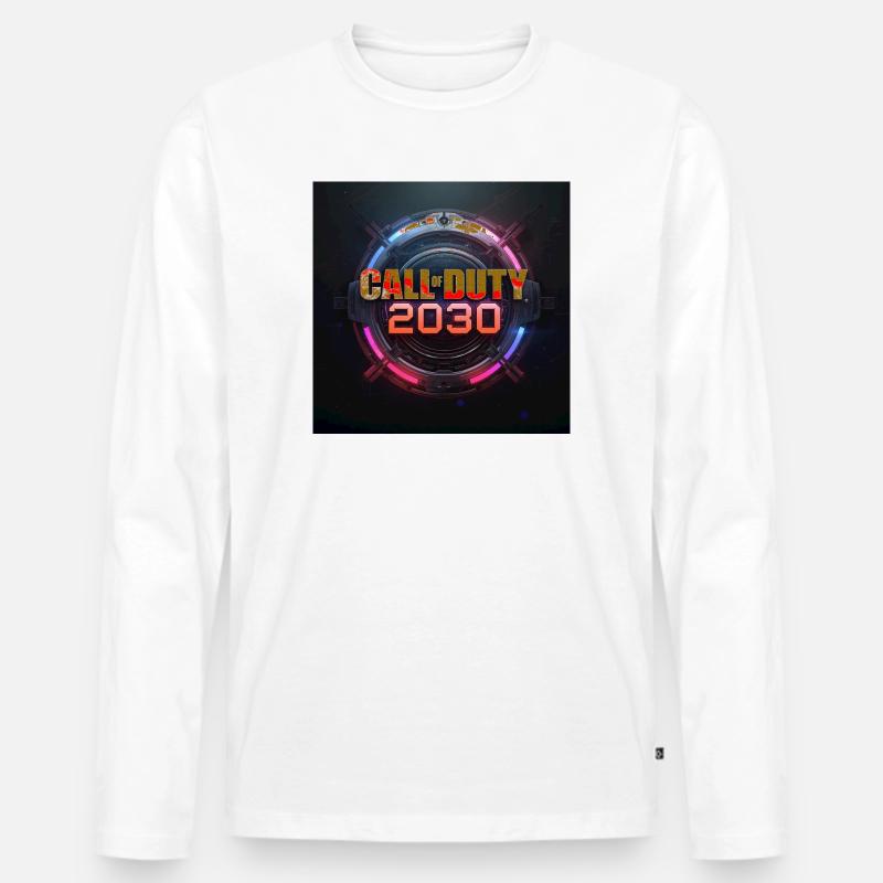 Frontline 2030 Neon Expanse - Männer Premium Bio Langarmshirt - Weiß