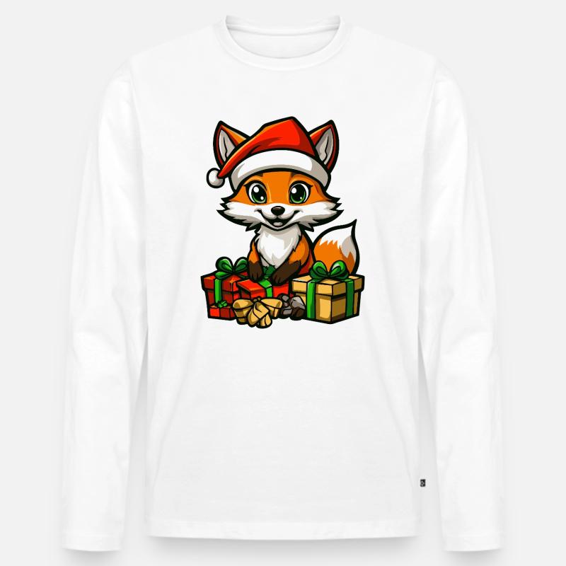 Fuchs Weihnachten Geschenke - Männer Premium Bio Langarmshirt - Weiß