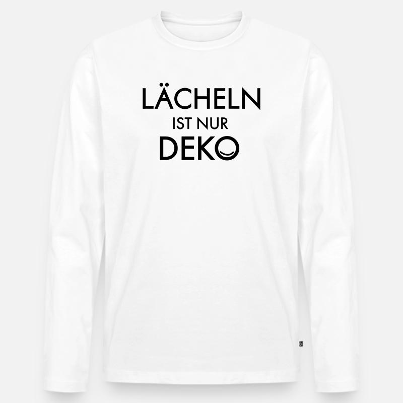 Laecheln ist Deko - Männer Premium Bio Langarmshirt - Weiß