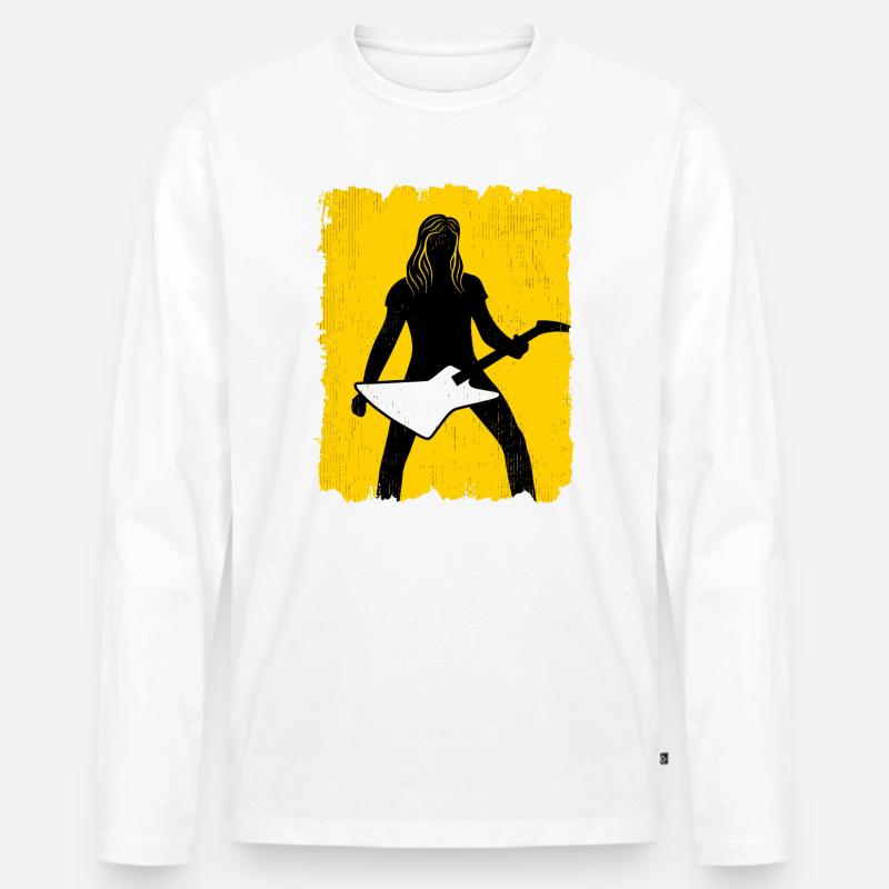 Gitarristen-Silhouette-Graffiti-Poster - Männer Premium Bio Langarmshirt - Weiß